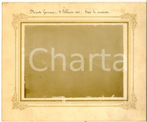 1906 MONTE GENNARO / ROMA Veduta dopo una nevicata *Foto VINTAGE 24x20 cm Fotografia d'epoca, su cartoncino rigido, con didascalia originale coeva. CONDIZIONI: FAIR (lievi abrasioni alla fotografia e danni da umidit&agrave; al cartoncino) FORMATO: 24x20 cm    originale e autentica 1