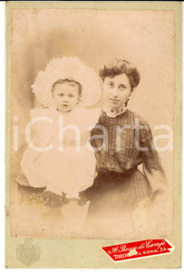 1890 ca TORINO Ritratto di madre con la figlia - Foto A. ROCCA - CAVAJÀ 11x16 cm