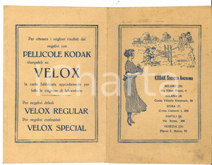 1910 ca KODAK Società Anonima - Busta pubblicitaria per fotografie ILLUSTRATA