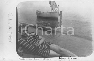 1906 ISCHIA Ritratto del giovane Antonino Scannapieco in spiaggia*Fotocartolina