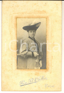 1910 ca PAVIA Ritratto di donna con cappello alto - Foto M. TOLLINI  9x13 cm