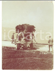 Fotografia d epoca originale 1916 WW1 ZONA DI GUERRA Soldati in postazione con cannone mimetizzato Foto 9x13 1