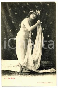 Cartolina originale da collezione 1900 ca FRANCE  EROTICA VINTAGE La nuit n.9 Carte postale BERGERET  NANCY 1
