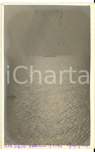 1914 CELLE LIGURE Notturno con nave in transito - Foto cartolina ARTISTICA