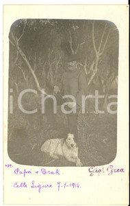 1914 CELLE LIGURE - CACCIA - Celestino GREA con il cane BRAK - Foto ARTISTICA