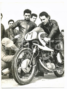 1955 AUTODROMO DI MODENA Emilio MENDOGNI prova REBELLO 175cc MORINI *Foto 13x18