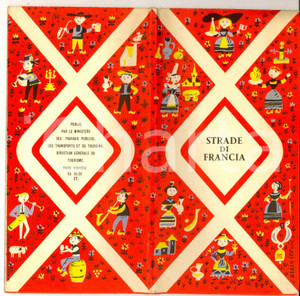 1955 Strade di FRANCIA Pieghevole VINTAGE con carta stradale - Italiano 1  Pieghevole turistico d'epoca, illustrato, con carta stradale al verso.  CONDIZIONI: G     originale e autentica 1
