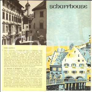 1955 ca SCHAFFHAUSEN (SWITZERLAND) Pieghevole TURISMO Deutsch Français English