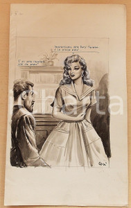 1955 ca BOZZETTO ORIGINALE Ragazza indossa abito alla marinara CESI Illustratore 1955 ca BOZZETTO ORIGINALE Ragazza indossa abito alla marinara CESI Illustratore