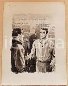 1955 ca BOZZETTO ORIGINALE Malviventi si incontrano in un vicolo *Ill. CESI 1955 ca BOZZETTO ORIGINALE Malviventi si incontrano in un vicolo *Ill. CESI