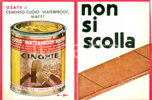 Materiale pubblicitario d’epoca 1935 ca MILANO Cemento cuoio WATERPROOF Manifattura MAFFI Opuscolo 1