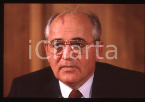 Fotografia d epoca originale 35mm vintage slide 1989 MILANO Michail GORBACHEV President USSR Portrait 26 1