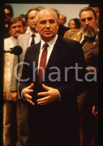 Fotografia d epoca originale 35mm vintage slide 1989 CUBA L AVANA Michail GORBACHEV Fidel CASTRO 1 1
