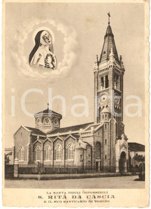 Cartolina originale da collezione 1950 ca TORINO Santuario SANTA RITA DA CASCIA Santa Impossibili *Cartolina 3 1