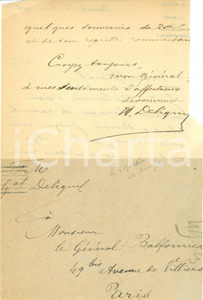 Autografo originale 1918 ROUEN F Henri V. DELIGNY Com. 3 RÃ©gion AUTOGRAFO 1