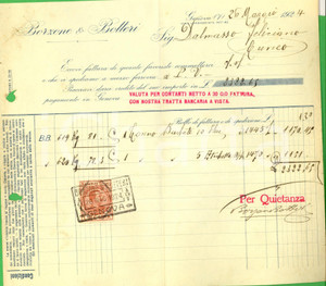 Documento originale, autentico 1924 GENOVA Ditta BORZONE & BOTTERI Fattura intestata per tonno 1