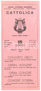 Oggetto da collezione cartaceo 1978 CATTOLICA Teatro Ariston  Concerto lirico con Ivan BENNET Volantino 2 1