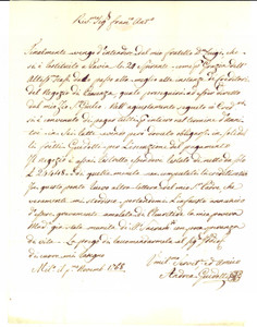 Documento originale, autentico 1768 MILANO Andrea GUIDOTTI assediato dai creditori e con madre moribonda 1