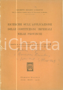 Libro, pubblicazione d epoca 1943 Giuseppe Ignazio LUZZATTO Applicazione costituzioni imperiali in provincie 1