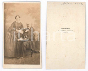 Fotografia d epoca originale 1867 TORINO Famiglia TRON  Marito e moglie  Foto E. DI CHANAZ  CDV 1