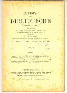 Giornale, rivista storica 1901 RIVISTA DELLE BIBLIOTECHE E DEGLI ARCHIVI Lettere inedite di TIraboschi 1