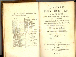 Libro, pubblicazione d'epoca 1811 Henri GRIFFET L'ANNEE DU CHRETIEN - Mai *Ed. PITRAT - LYON 1
