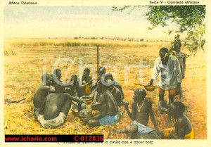 Cartolina originale da collezione 1940 ca ISTITUTO MISSIONI AFRICANE Pranzo di gala... civiltà non arrivata 1