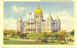 Cartolina originale da collezione 1940 DES MOINES USA The IOWA STATE CAPITOL Building Cartolina FP VG 1