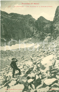 Cartolina originale da collezione 1920 circa CASTEIL F I ghiacciai del CANIGOU Animata FP NV 1