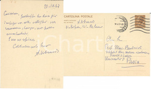 Autografo originale 1957 MILANO Filologo Antonio VISCARDI rinuncia a un colloquio AUTOGRAFO 1