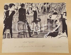 1960 ca BRUNETTA (Bruna MATELDI MORETTI) "Scena al bar" - Disegno originale