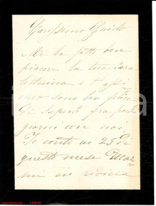 Autografo originale 1880 ca TORINO La Contessa BIANDRA  DI REAGLIE aspetta il ritorno del figlio 1
