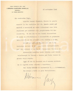 Autografo originale 1949 NAPOLI Gaspare CASELLA interessato ai manoscritti in pergamena Autografo 1