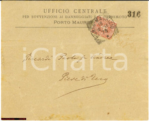 Documento originale, autentico 1879 PORTO MAURIZIO Danneggiati terremoto BUSTA 1