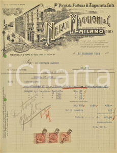 Documento originale, autentico 1929 MILANO Via Dante 12 Fabbrica NERVI MAGGIONI & C. Carte da parati  Fattura 1
