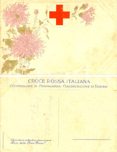 Cartolina originale da collezione 1917 TORINO CROCE ROSSA ITALIANA Cartolina propaganda Ill. GIANI FP DANNEGGIATA 1