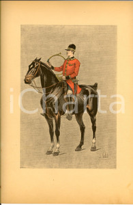 Stampa, bozzetto originale 1890 L. VALLET Le chic Ã  cheval - Un chasseur *Lithographie 25x33 cm 1