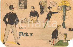 Cartolina originale da collezione 1905 SCUOLA MILITARE MODENA MAK P - rovinata 1
