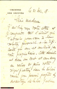 Autografo originale 1918 PARIS CHAMBRE DES DEPUTES Camille MAIROT Autograph 1