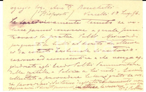 Cartolina originale da collezione 1896 VERCELLI Cartolina ROLLINO all'avv. Giuseppe RONCHETTI su pratica POLTI 1