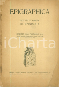 Libro, pubblicazione d epoca 1961 Silvio PANCIERA Miscellanea sotricoepigrafica I DANNEGGIATO 1