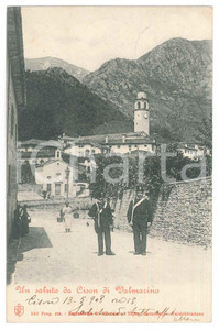 1908 CISON DI VALMARINO (TV) Veduta con militari *Cartolina RARA FP VG
