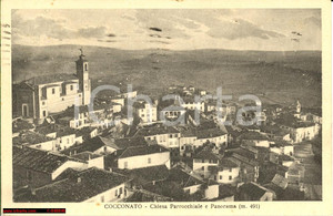 Cartolina originale da collezione 1936 Cocconato Monferrato  Chiesa e panorama VG 1