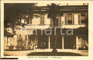 Cartolina originale da collezione 1920 SESTO SAN GIOVANNI Veduta Municipio animata FP NV 1