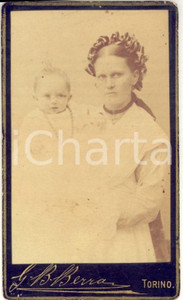 Fotografia d'epoca originale 1880 ca TORINO Luigi GRISI RODOLI DELLA PIE' bambino con la balia *Foto BERRA 1