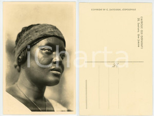 1930 C. ZAGOURSKI «L'Afrique qui disparaît» Sankuru - Une femme - Carte postale  Fotocartolina postale d'epoca, appartenente alla serie &laquo;L'Afrique qui dispara&icirc;t&raquo; del fotografo Casimir Zagourski (L&eacute;opoldville).Non viaggiata.CONDIZIONI: GFORMATO: 9x14 cm    originale e autentica 1