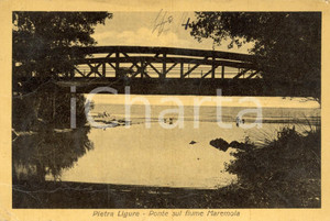 Cartolina originale da collezione 1933 PIETRA LIGURE (SV) Veduta ponte sul fiume MAREMOLA *Cartolina postale FP VG 1