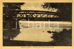 Cartolina originale da collezione 1933 PIETRA LIGURE SV Veduta ponte sul fiume MAREMOLA Cartolina postale FP VG 1