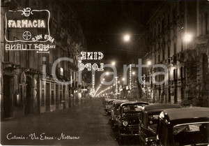 Cartolina originale da collezione 1958 CATANIA Via Etnea CINEMA LO PO' Veduta notturna *Cartolina FG VG 1