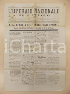 Giornale, rivista storica 1900 L OPERAIO NAZIONALE Appello sodalizi operai in memoria di Umberto I nÂ° 756 1
